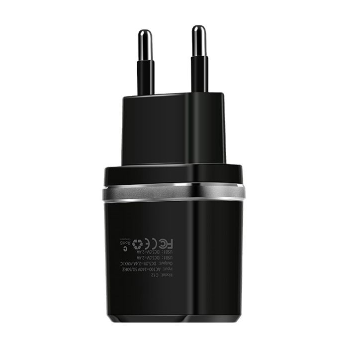 Зарядное устройство HOCO C12 Smart dual USB (Micro cable)charger set Black (6957531064114) изображение 2