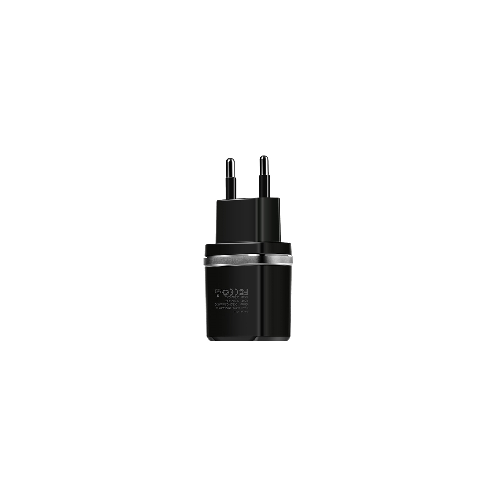 Зарядний пристрій HOCO C12 Smart dual USB (Micro cable)charger set Black (6957531064114) зображення 2