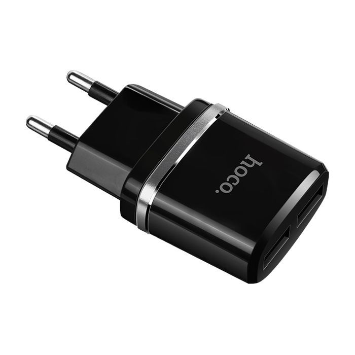 Зарядное устройство HOCO C12 Smart dual USB (Micro cable)charger set Black (6957531064114) изображение 3