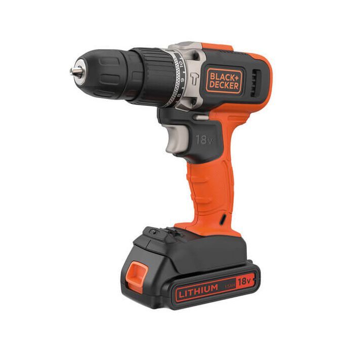 Шуруповерт Black&Decker 18 В, 1.5Ah, 45 Нм,0-360/0-1400 об/мин, 21000 уд/мин, 1.3 кг (BCD003C1)