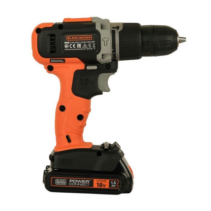 Шуруповерт Black&Decker 18 В, 1.5Ah, 45 Нм,0-360/0-1400 об/мин, 21000 уд/мин, 1.3 кг (BCD003C1) изображение 4