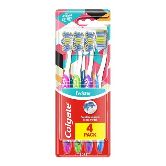 Зубная щетка Colgate Twister Глубокая очистка со спиральными щетинками Мягкая 4 шт (8718951500488)