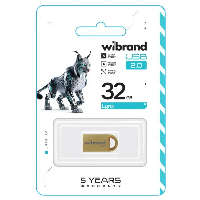 USB флеш накопичувач Wibrand 16GB lynx Gold USB 2.0 (WI2.0/LY16M2G) зображення 2