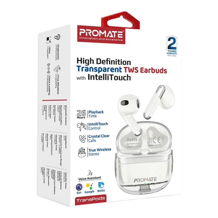 Навушники Promate TransPods White (transpods.white) зображення 2