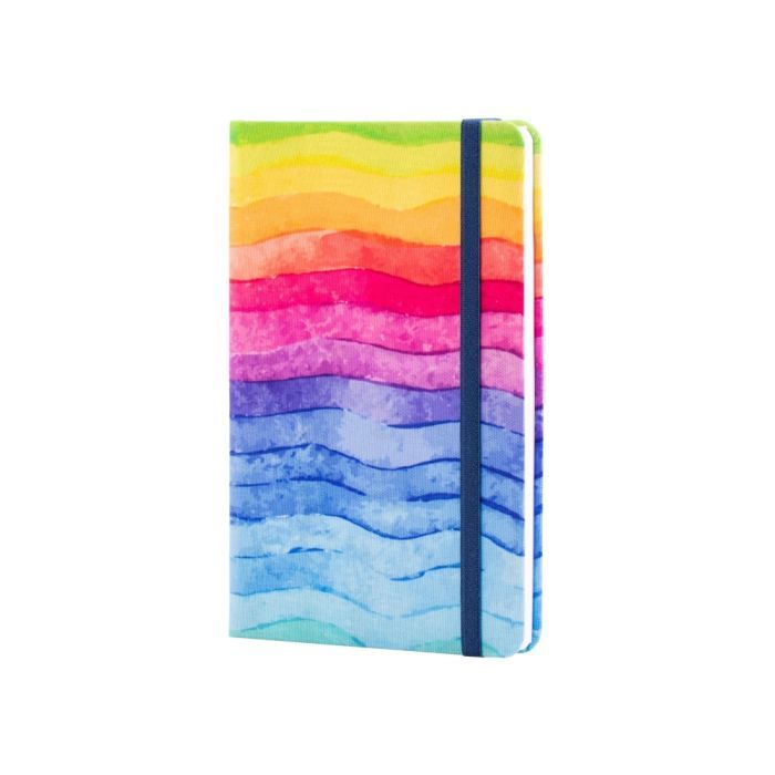 Книга записная Optima А5 Rainbow, твердая обложка текстиль, резинка, блок клетка (O27190-04)