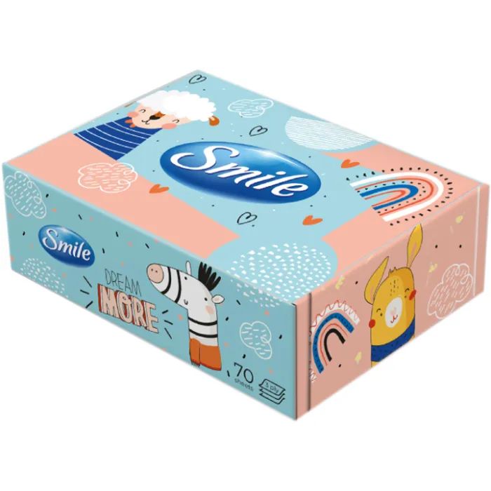 Салфетки косметические Smile 3 слоя 70 листов Дизайн коробки в ассортименте (4823071662016)