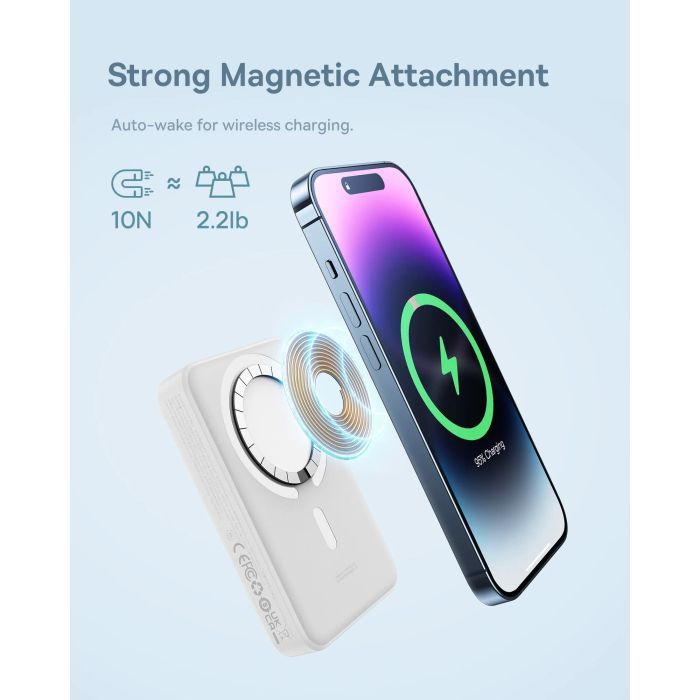 Батарея універсальна Baseus Magnetic Mini 10000mAh 30W, White (PPCX110002\PPCXM1030) (P10022105212-01) зображення 5