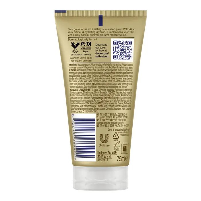 Автозагар Dove Body Love Summer Revived Крем-лосьон для лица и тела От светлого до среднего 75 мл (8720181385995) изображение 2