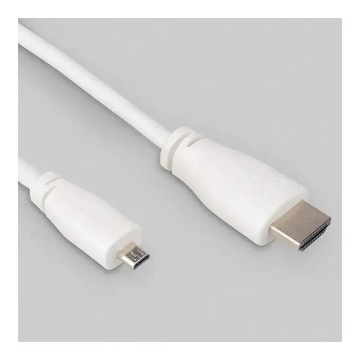 Додаткове обладнання для Мікро ПК Raspberry Pi Кабель microHDMI-HDMI для Raspberry Pi 2м офіційний білий (SC0531) зображення 2