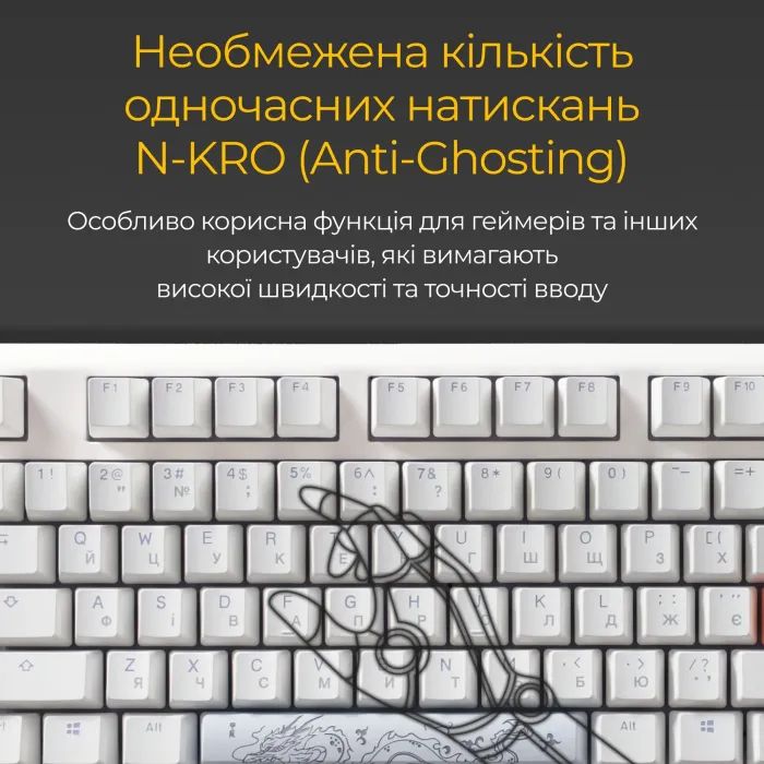 Клавиатура Ducky One 3 Cherry MX Red RGB UA USB White (DKON2108ST-RUAPXPWWWSC1) изображение 9