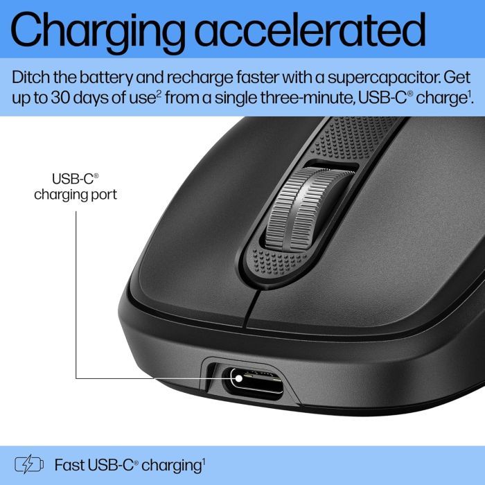 Мышка HP 510 Ultra-Fast Rechargeable Wireless Black (9C2F6AA) изображение 2