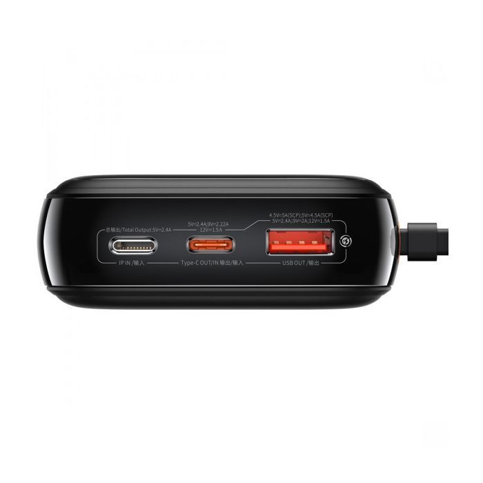 Батарея универсальная Baseus Qpow 20000mAh 20W, PD/3.0, QC/3.0, built-in lightning, black (PPQD060201) изображение 3