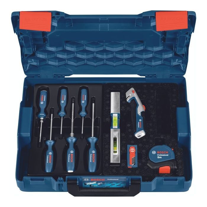 Набор инструментов Bosch 19 шт, рулетка 5м, уровень 25см (0.615.990.N2R) изображение 4