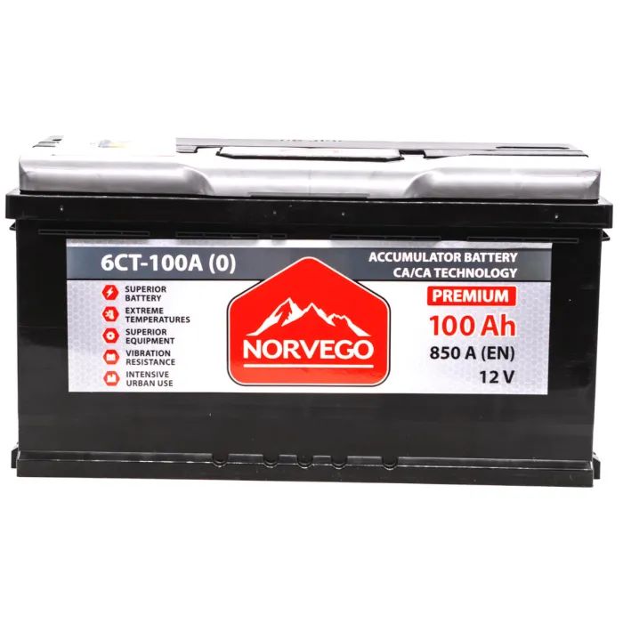 Аккумулятор автомобильный NORVEGO ВЕСТА Premium 100A +прав (0) (850 пуск)