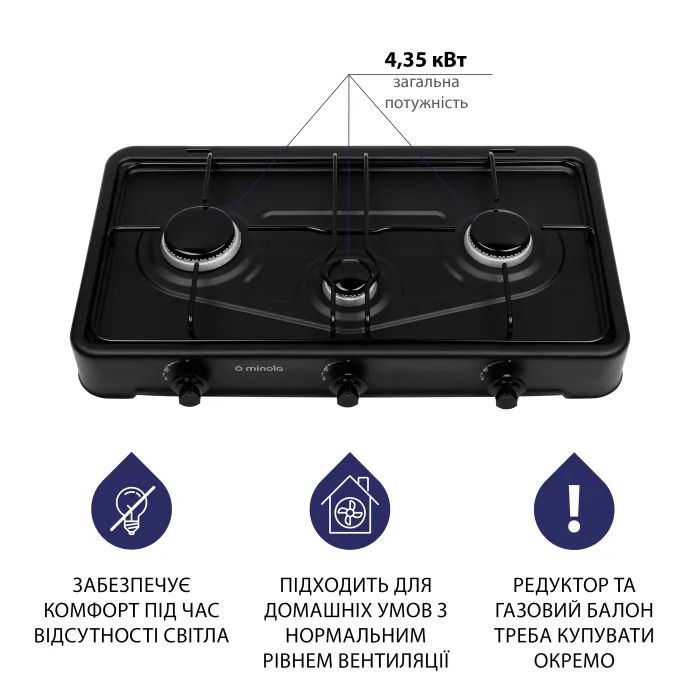 Настільна плита Minola TGH 300 BR зображення 4