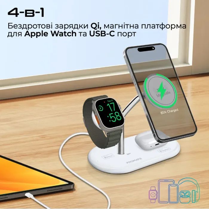 Зарядний пристрій Promate synergy-pro.white зображення 3