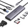 Концентратор Ugreen USB3.1 Type-C to HDMI/VGA/USB 3.0х3/RJ45/SD/TF/PD/35мм TRRS 100W 10-in-1 (15601) зображення 2