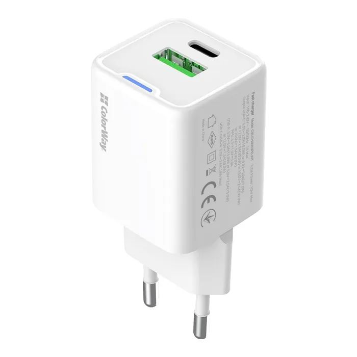 Зарядное устройство ColorWay GaN Mini 30W PD Port PPS USB (Type-C PD + USB QC4.0) white (CW-CHS053PD-WT) изображение 2