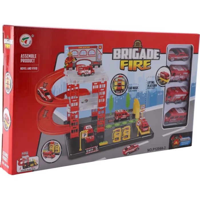 Игровой набор Playset пожарная станция в комплекте с 4 машинками BRIGADE FIRE (3858894672912)