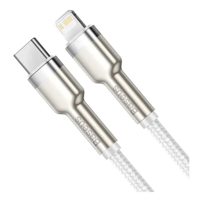 Дата кабель USB-C to Lightning 1.0m Cafule Metal PD 20W white Baseus (CATLJK-A02) зображення 2