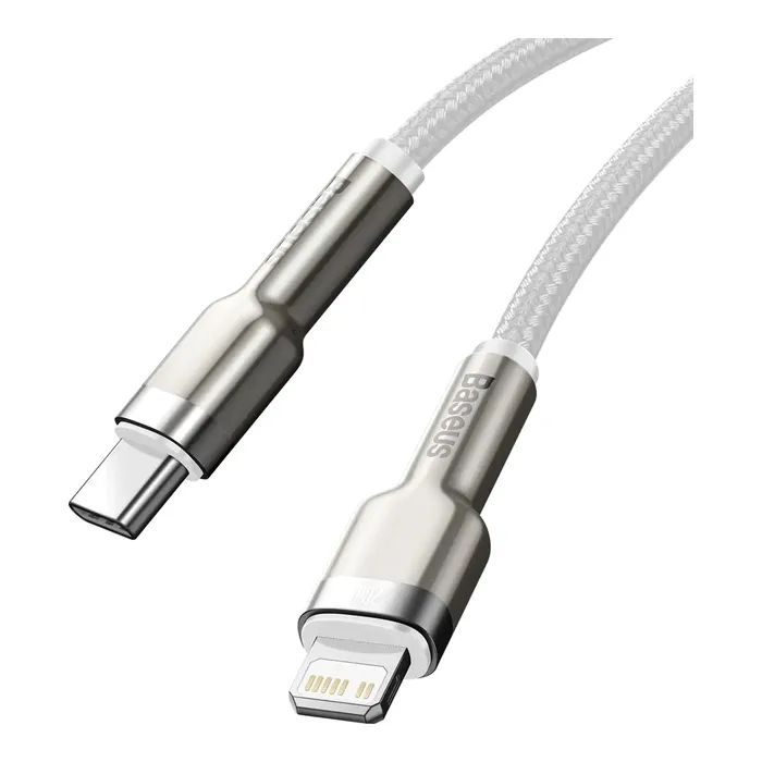Дата кабель USB-C to Lightning 1.0m Cafule Metal PD 20W white Baseus (CATLJK-A02) зображення 4