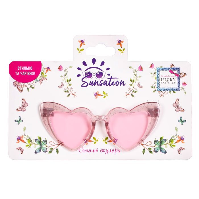 Детские солнцезащитные очки Lukky Fashion "Сердечка" рожева оправа зі стразами, рожеві (T22481) изображение 2