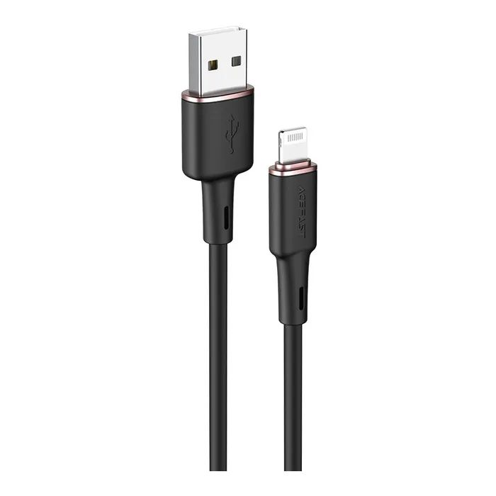 Дата кабель USB 2.0 AM to Lightning 1.2m 2.4A silicone C2-02 black Acefast (AFC2-02B)
