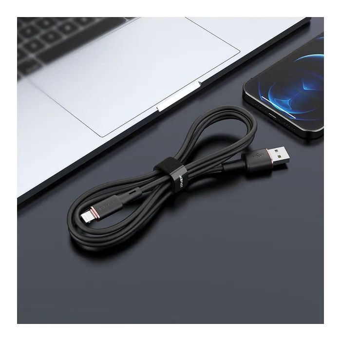Дата кабель USB 2.0 AM to Lightning 1.2m 2.4A silicone C2-02 black Acefast (AFC2-02B) изображение 4