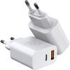 Зарядное устройство WUW C172 1xUSB-C PD20W + 1xUSB QC3.0 18W White (с172W)