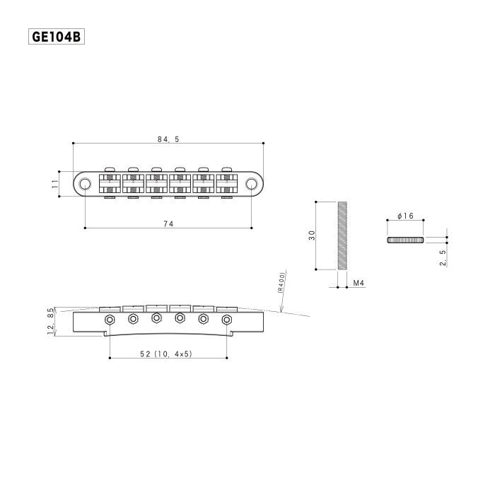Бридж для гитары Gotoh GE104B B изображение 2