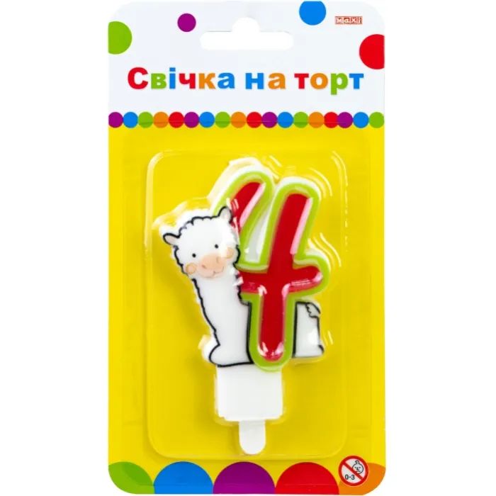 Свічка Maxi Llama "4" висотою 7,62 см (MX622068-4)