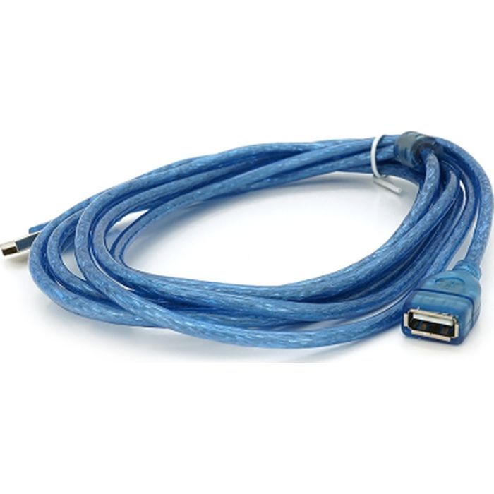 Дата кабель USB 2.0 AM/AF 1.8m ferrite transparent blue Voltronic (YT-AM/AF-1.8TBL)