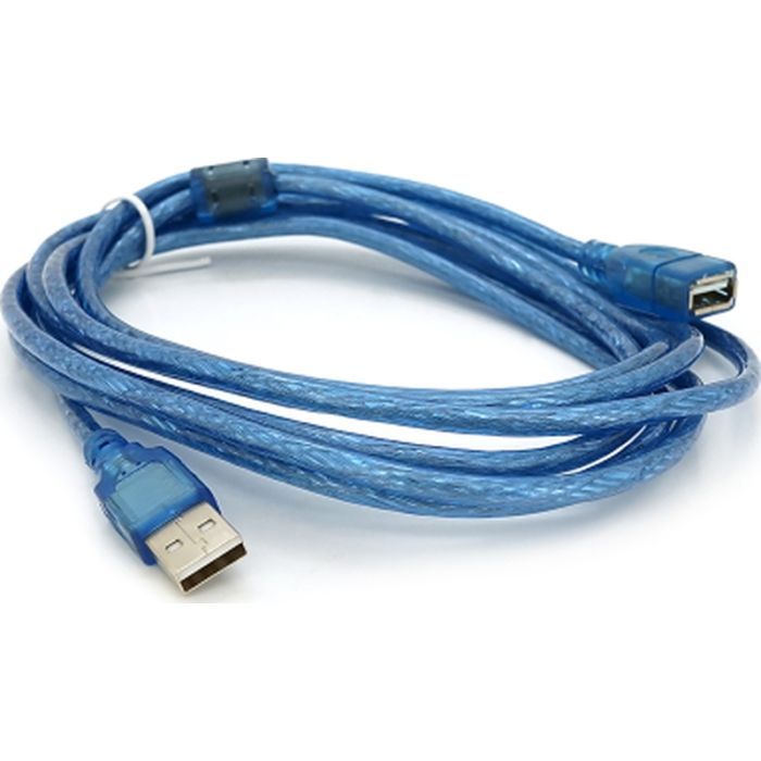 Дата кабель USB 2.0 AM/AF 1.8m ferrite transparent blue Voltronic (YT-AM/AF-1.8TBL) зображення 2