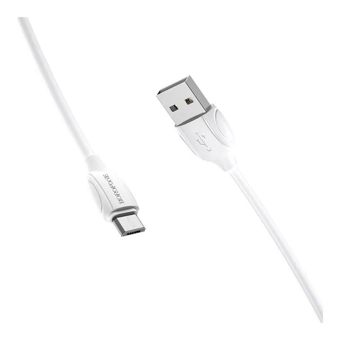Дата кабель USB 2.0 AM to Micro 5P 1.0m 2.4A white BOROFONE (6931474701787)