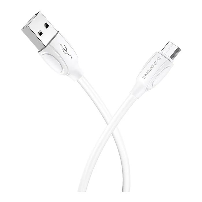 Дата кабель USB 2.0 AM to Micro 5P 1.0m 2.4A white BOROFONE (6931474701787) зображення 2