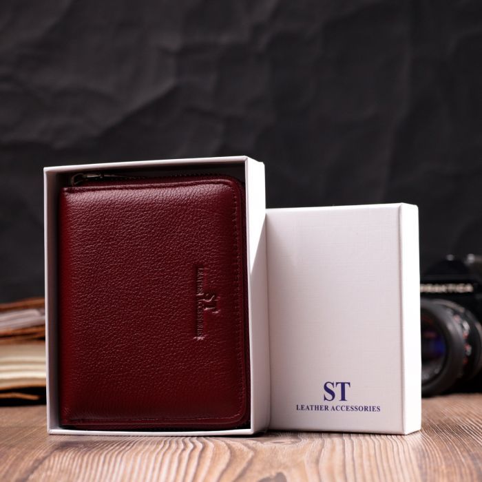 Гаманець ST Leather З натуральної шкіри Бордовий (22450) зображення 11