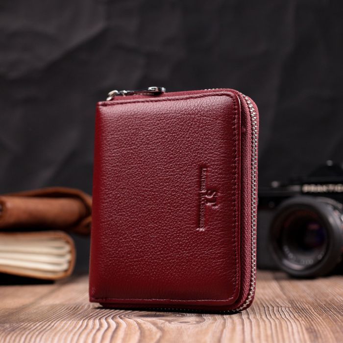 Гаманець ST Leather З натуральної шкіри Бордовий (22450) зображення 9