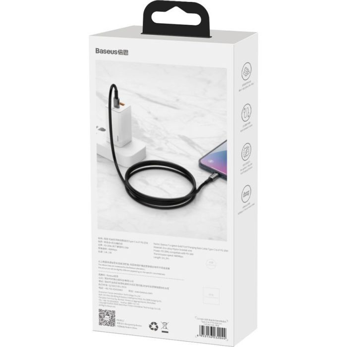 Дата кабель USB-C to USB-C 2.0m 100W black Baseus (CATWJ-A01) зображення 5