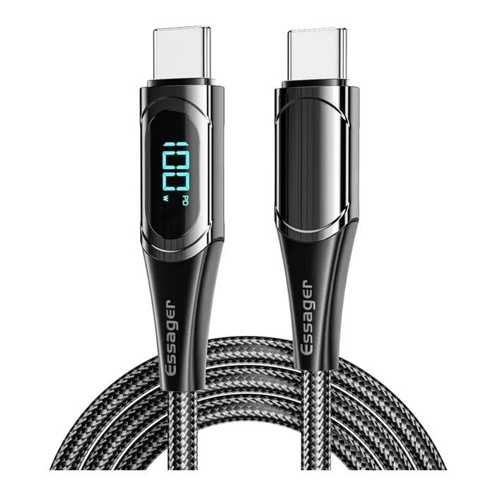 Дата кабель USB-C to USB-C 2.0m 100W Digital Display blue Essager (ES-XCTT1-YDA03)