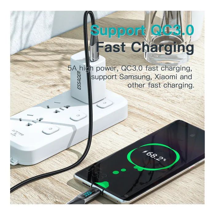 Дата кабель USB-C to USB-C 2.0m 100W Digital Display blue Essager (ES-XCTT1-YDA03) изображение 6