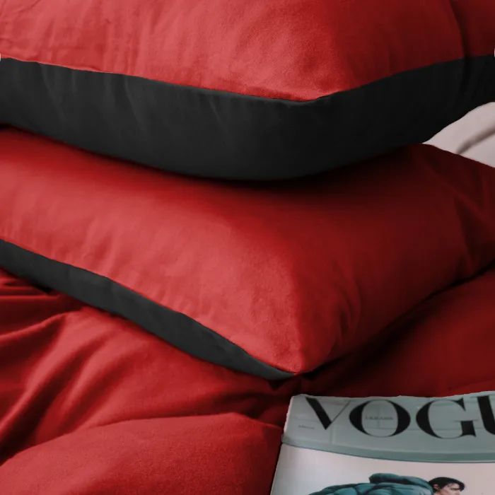 Постельное белье MirSon 002-009 Black/Red Фланель 2x143x210 С (2200009656569) изображение 7