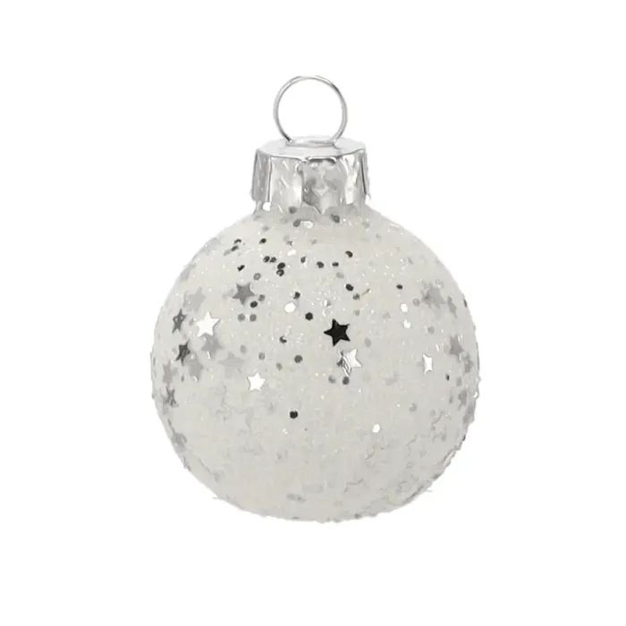 Елочная игрушка Chomik скляні кульки 6 шт, 4 см, білі з паєтками (5900779882164) изображение 2