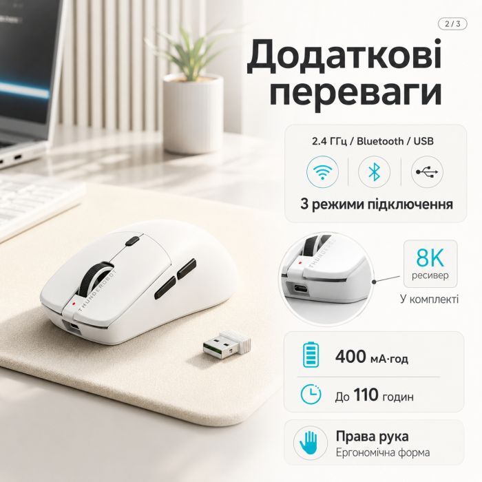 Мишка Thunderobot ML6Pro 8K Tri-mode Black (6974511794007) зображення 8