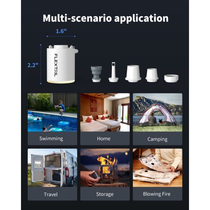 Насос для надувной мебели Flextail Tiny Pump Х з функцією ліхтаря, чорний (6975755964355) изображение 3