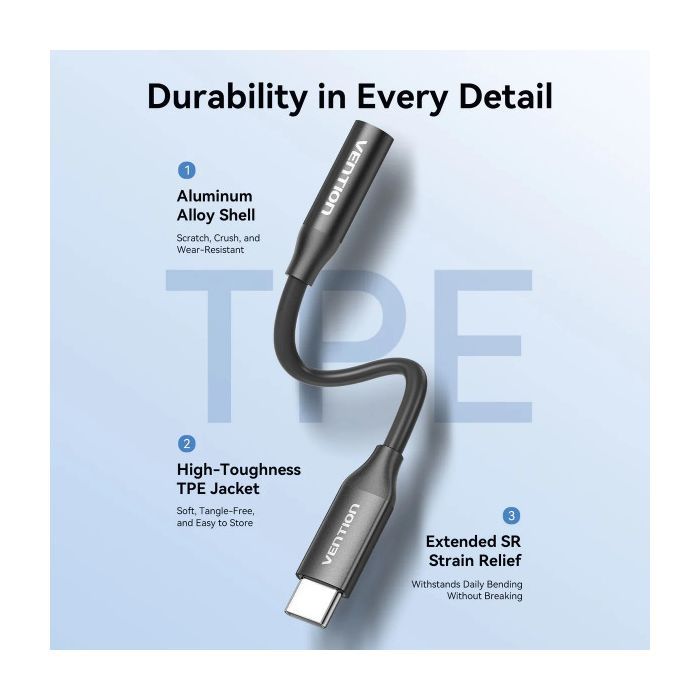 Переходник USB-C to 3.5mm M black VENTION (BIIBA) изображение 5