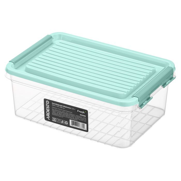 Харчовий контейнер Ardesto Fresh 0.52л, пластик, прямокутна, блакитний (AR1303B)