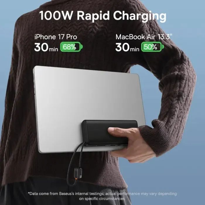 Батарея универсальная Baseus 25000mAh EnerFill FC41 145W, PD/3.1, QC/4.0, Black (E0028H01) изображение 7