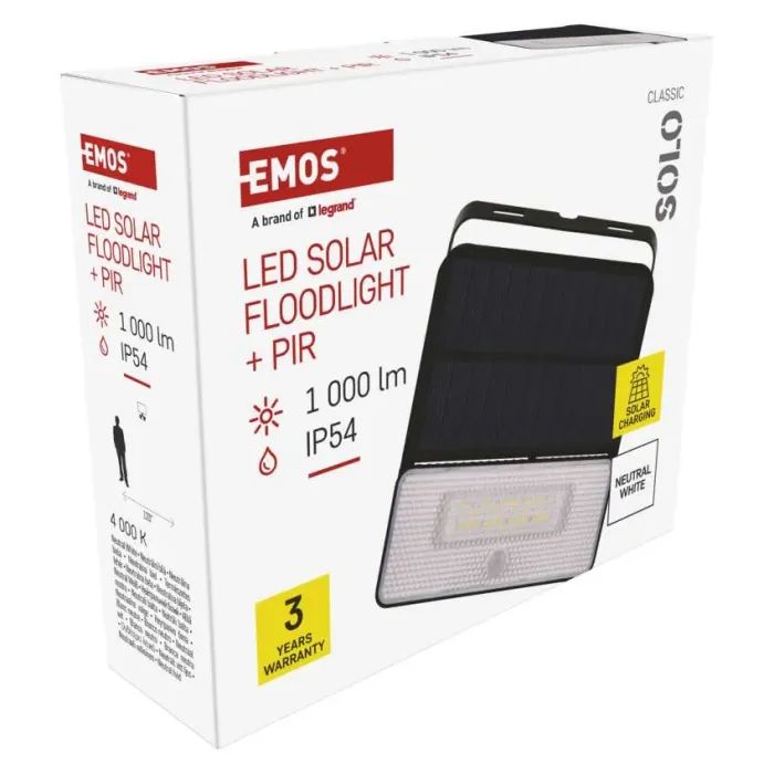 Прожектор EMOS сонячний світлодіодний 1000 лм IP54 4000K PIR (ZG121S) зображення 8