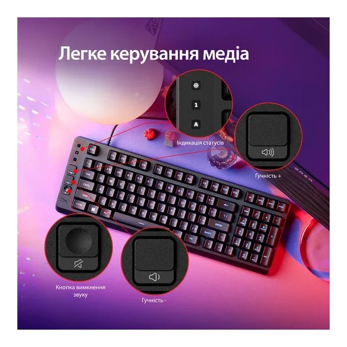 Клавіатура HyperX Eve 1800 USB UA Black (B7JE0AA) зображення 8
