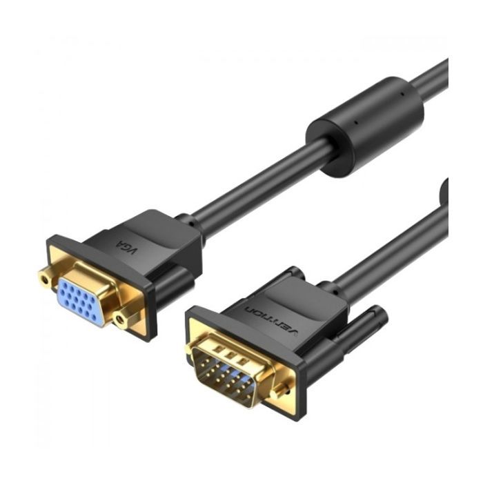 Кабель мультимедийный VGA M to VGA F 5.0m black Vention (DAGBJ)